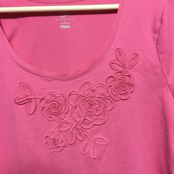 Studio Works floral soutache appliqué tee size XL - Picture 2 of 4